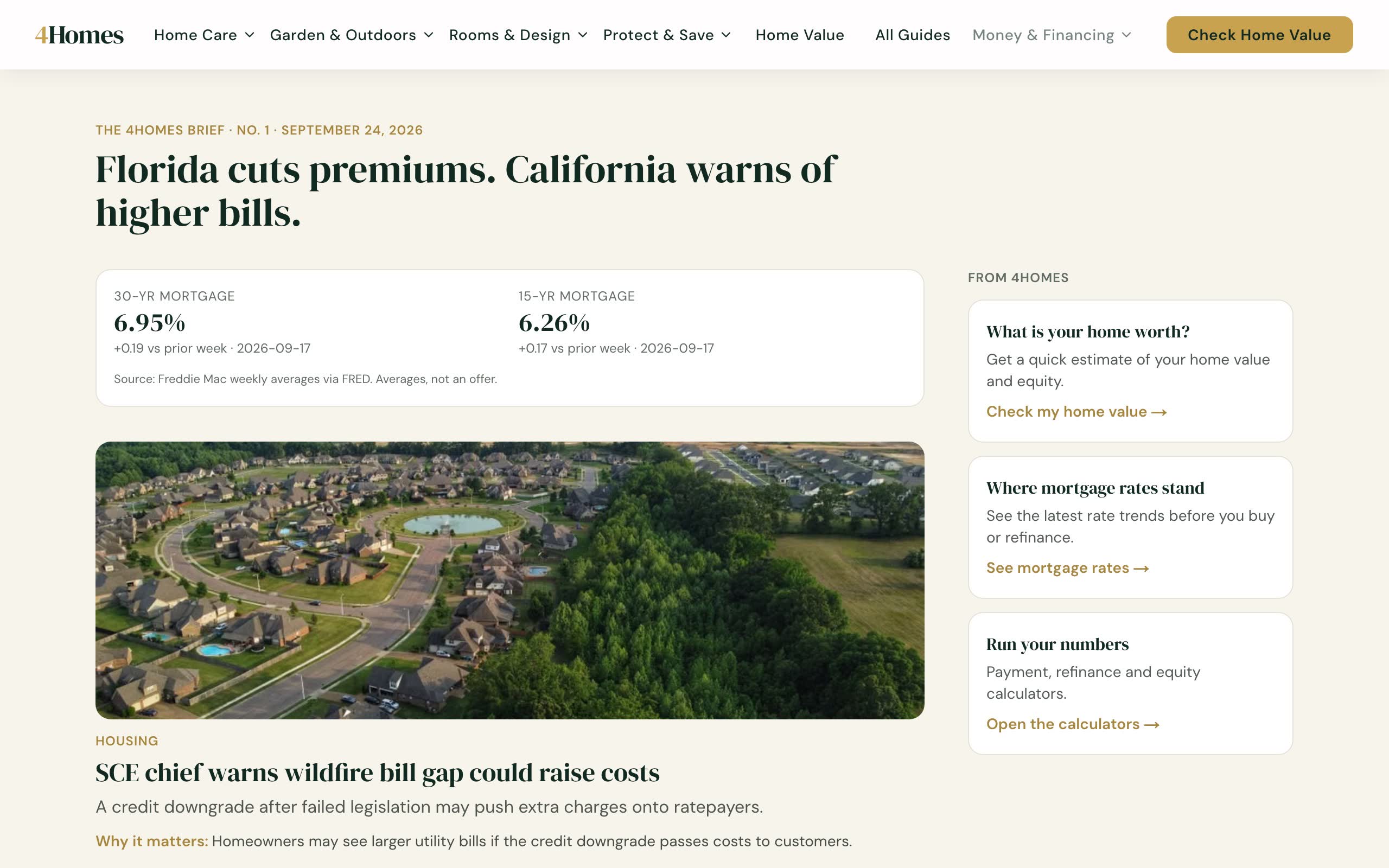 The 4Homes Brief shown inside the 4Homes website with rates and offers